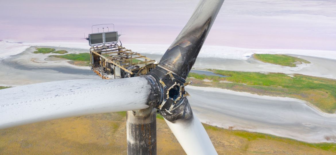 Broken wind turbine