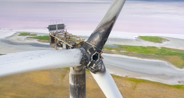 Broken wind turbine